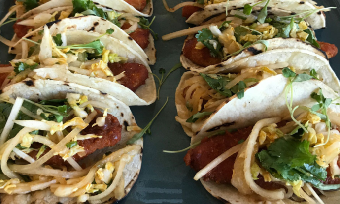 Nature’s PRIME Tenders Asian Style Tacos with Cabbage Slaw and Sweet Chili Lime Aioli